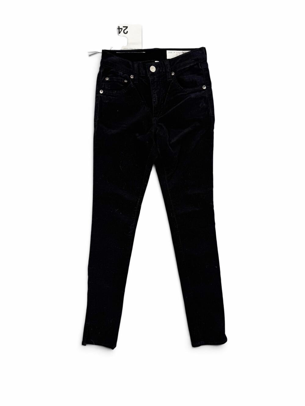NEW Rag & Bone jeans High Rise Ankle Skinny Velvet Jeans Black Size 24